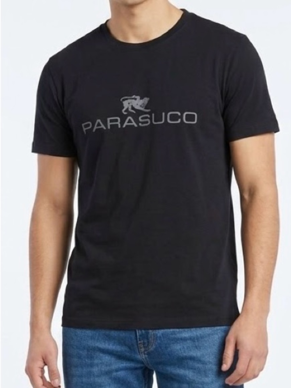 Parasuco Graphic Logo Black Short Sleeve T-Shirt - Size M